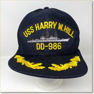VTG USS Harry W Hill DD-986 Snapback Hat USA Military US Navy Ship Scrambled Egg
